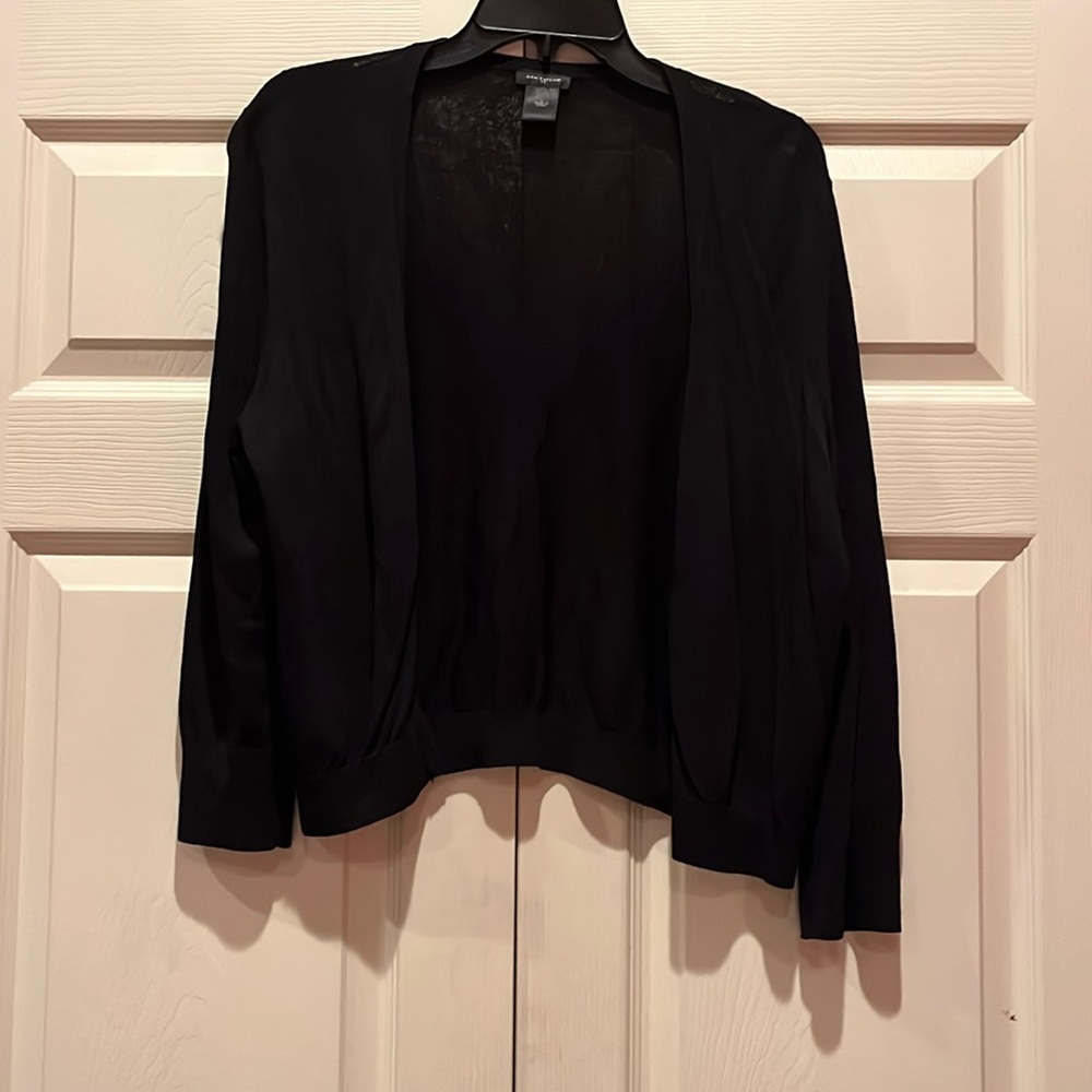 Black open front cardigan, sz L